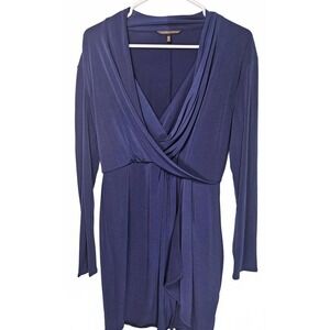 Victoria's Secret Faux Wrap Dress Medium Stretchy‎ V Neck Navy Blue Soft Sexy